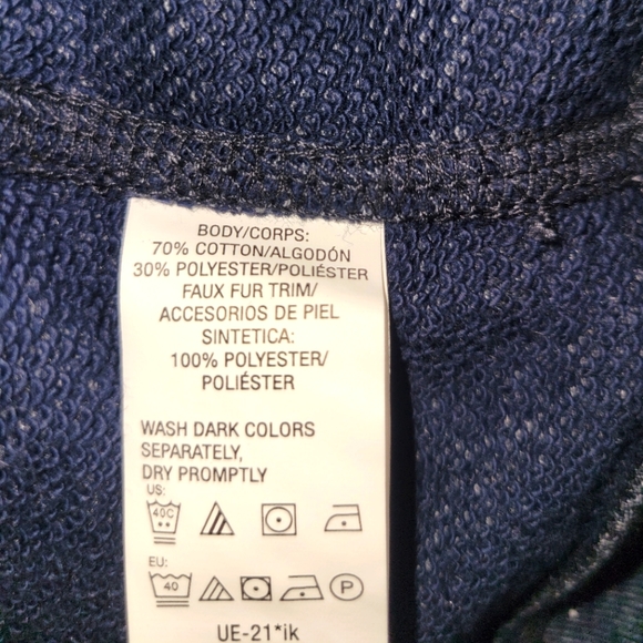 Midnight Blue Faux Fur lined Hoodie - Picture 4 of 5